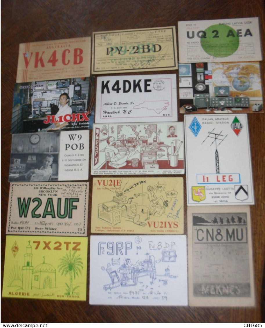 Lot De 61 Cartes QSL Radio-amateur De 20 Pays Différents . Voir Description . Scans Recto Verso - Altri & Non Classificati