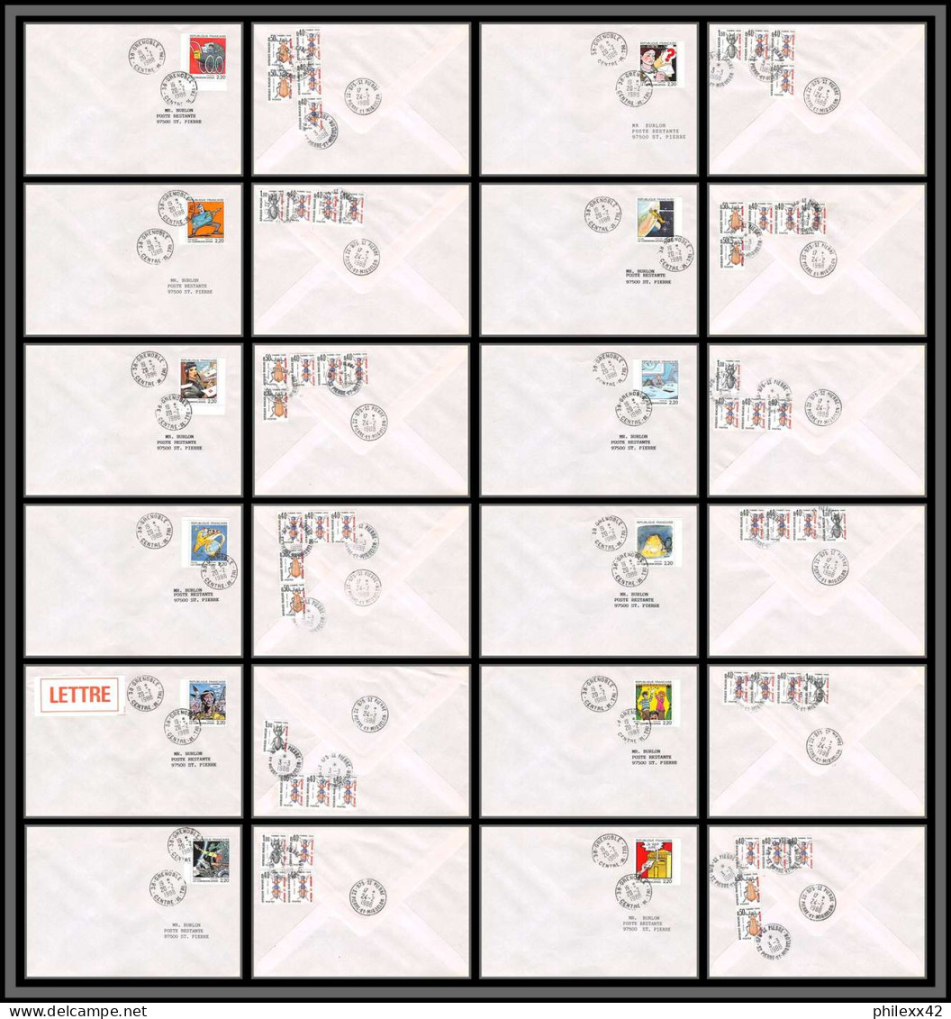 74922 2503/2514 La Communication 20/2/1988 Saint Pierre Et Miquelon Mixte Taxe Taxée Insectes Beetle Grenoble 12 Lettres - Brieven En Documenten