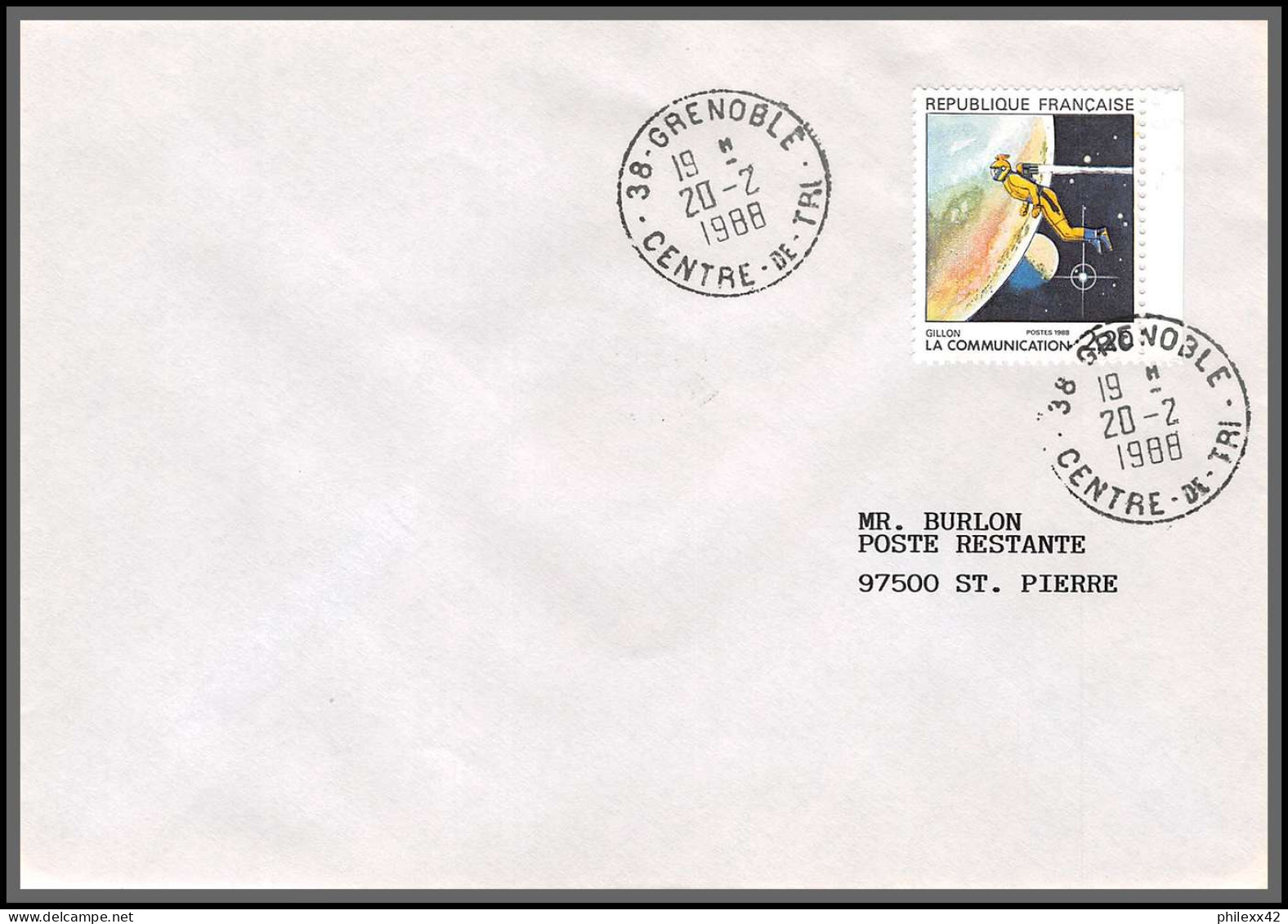 74922 2503/2514 la communication 20/2/1988 saint pierre et miquelon mixte taxe taxée insectes beetle grenoble 12 lettres