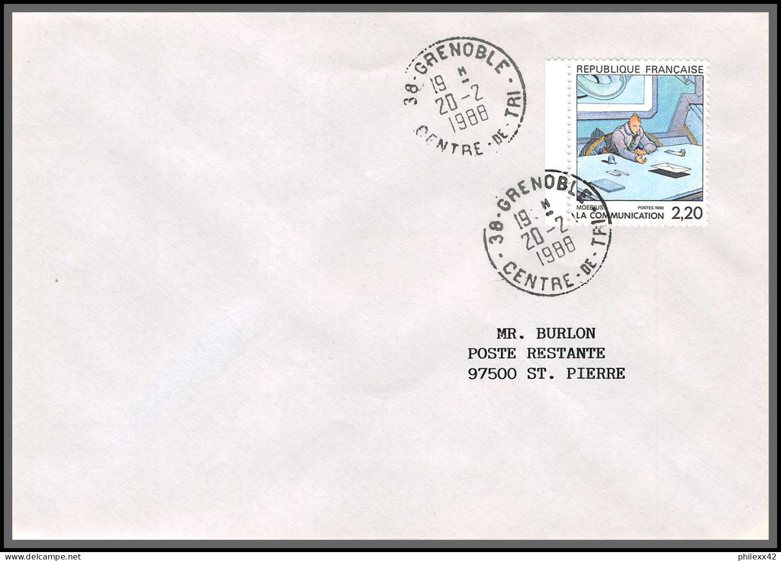 74922 2503/2514 la communication 20/2/1988 saint pierre et miquelon mixte taxe taxée insectes beetle grenoble 12 lettres