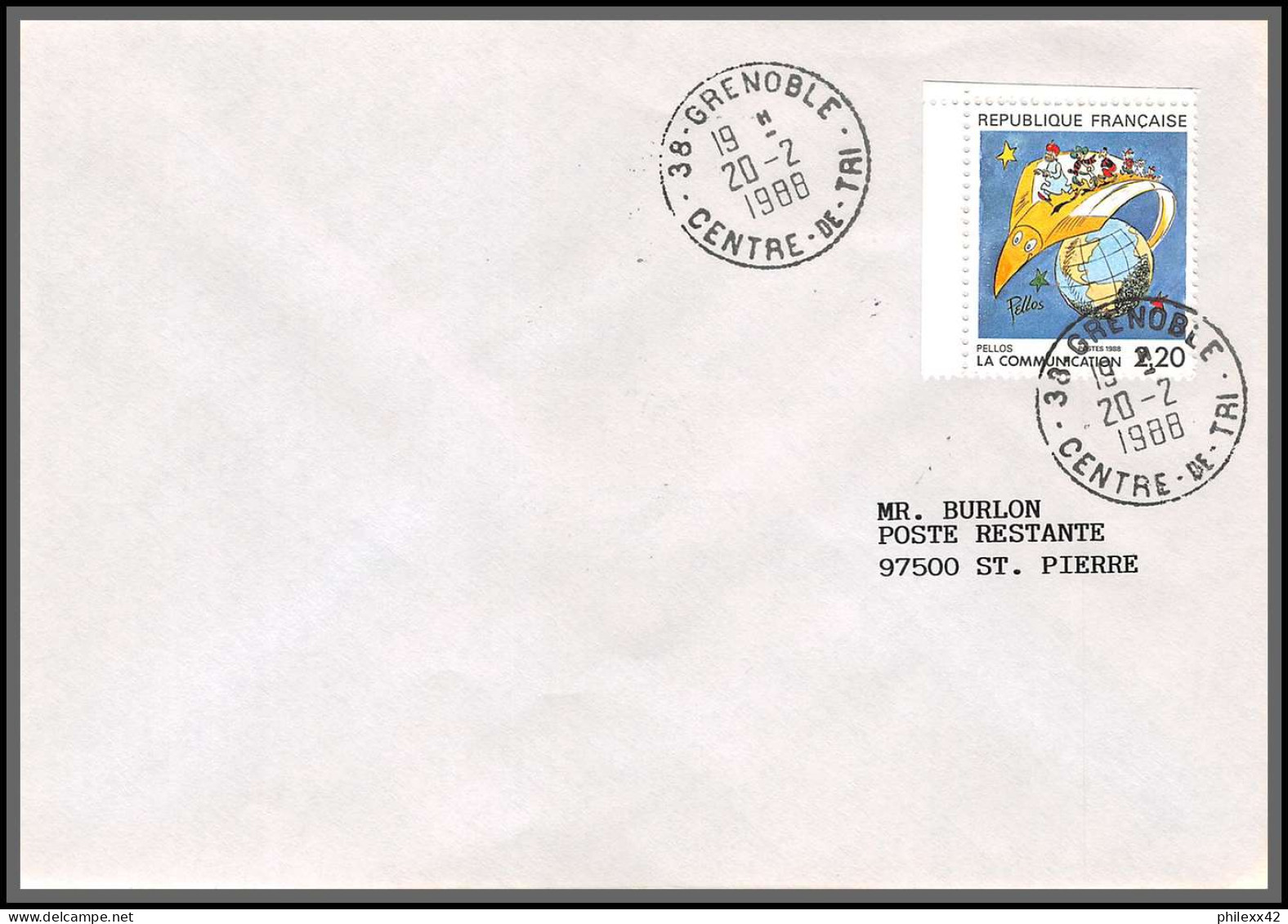 74922 2503/2514 la communication 20/2/1988 saint pierre et miquelon mixte taxe taxée insectes beetle grenoble 12 lettres