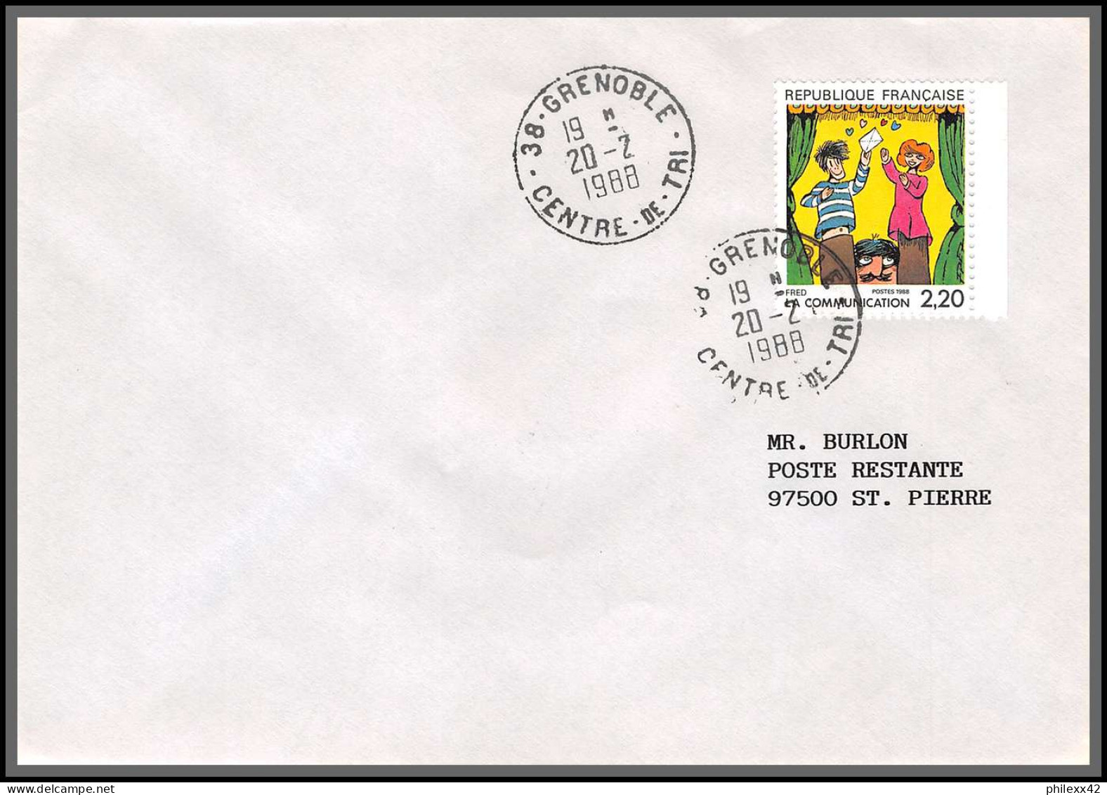 74922 2503/2514 la communication 20/2/1988 saint pierre et miquelon mixte taxe taxée insectes beetle grenoble 12 lettres