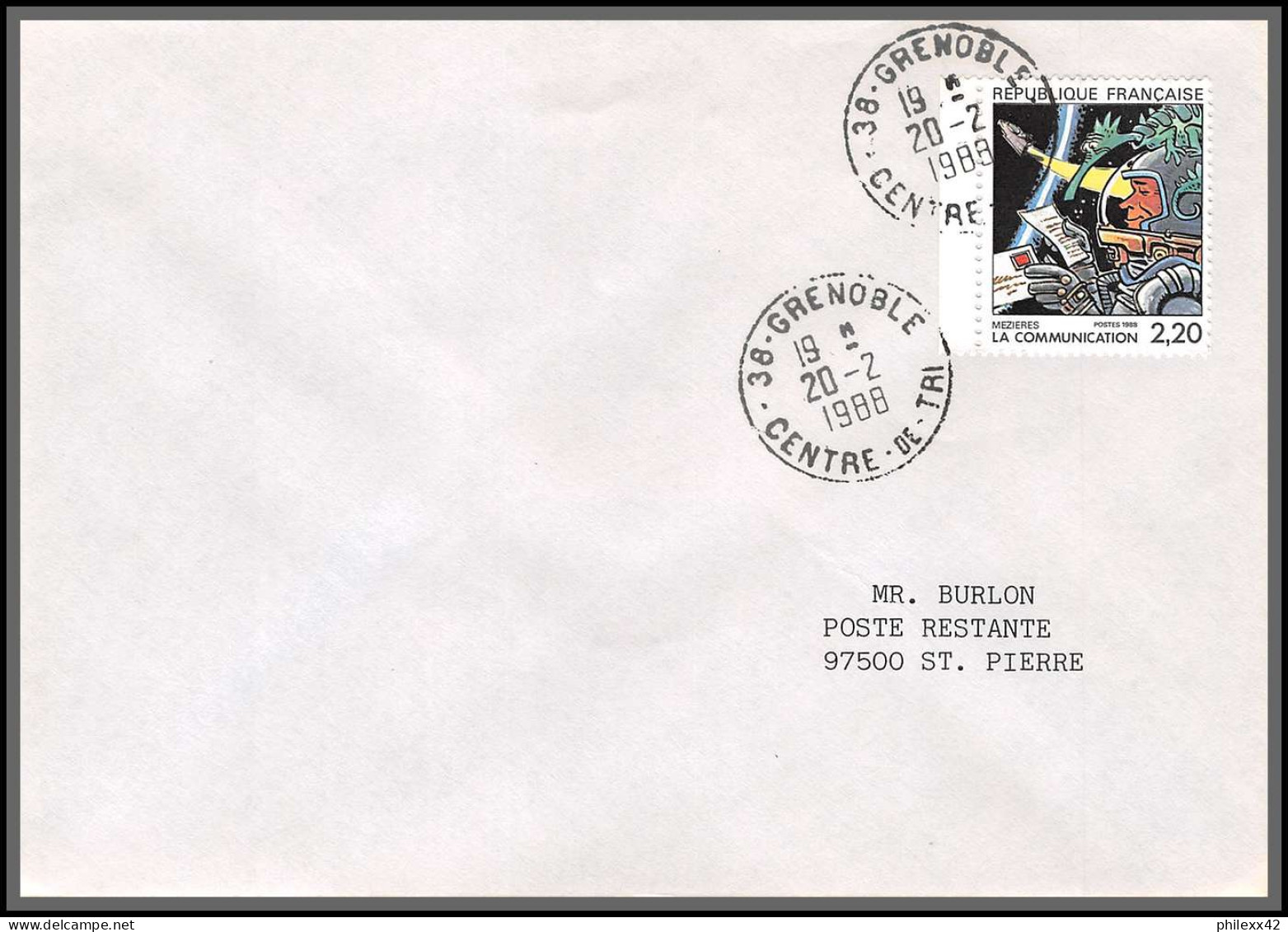 74922 2503/2514 la communication 20/2/1988 saint pierre et miquelon mixte taxe taxée insectes beetle grenoble 12 lettres