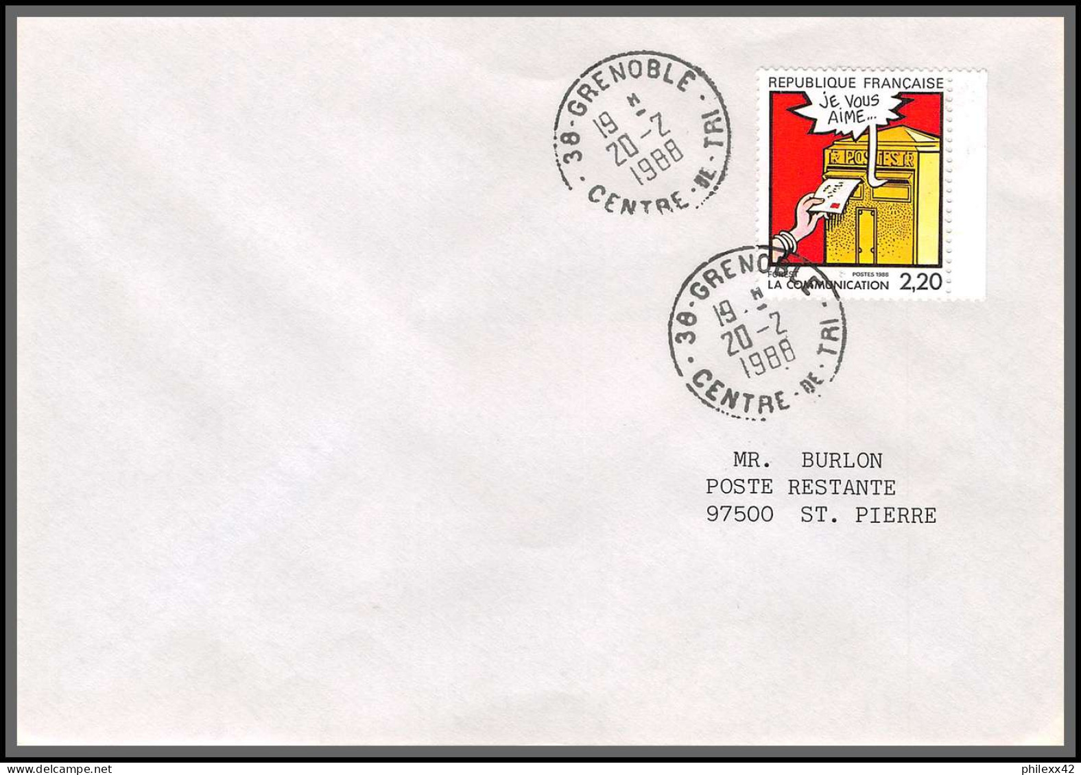 74922 2503/2514 la communication 20/2/1988 saint pierre et miquelon mixte taxe taxée insectes beetle grenoble 12 lettres