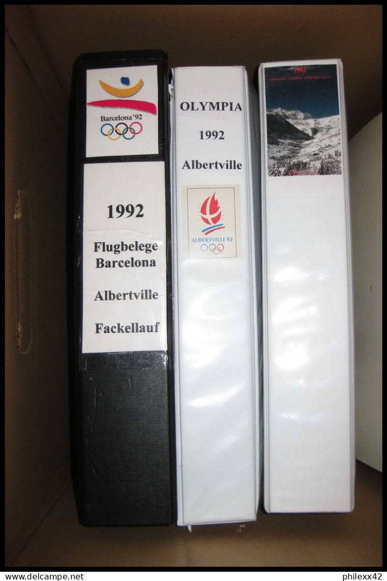 1 Carton Collection Jeux Olympiques (olympic Games) Albertville 1992 3 Classeurs Lettre Cover Signé (signed Autograph) - Autógrafos