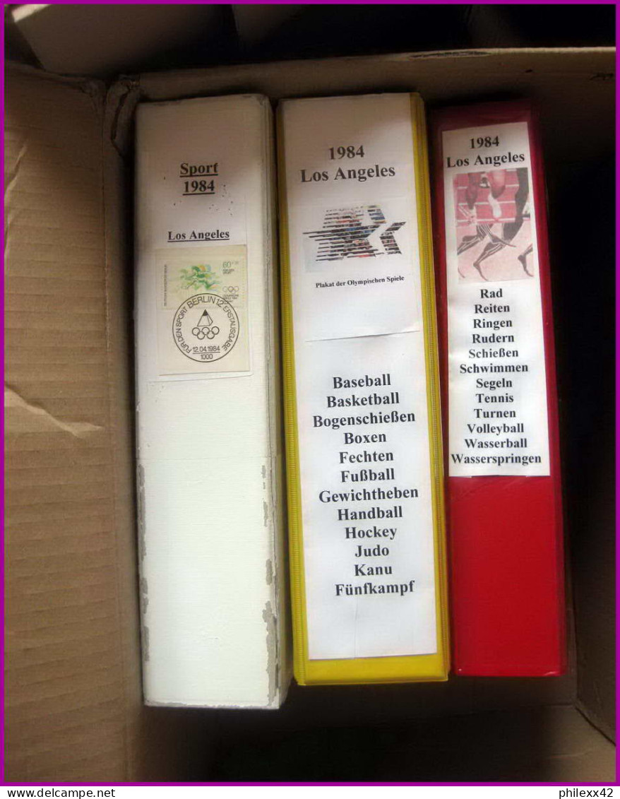 1 Carton Collection Jeux Olympiques Olympic Games Los Angeles 1984 - 3 Classeurs Lettre Cover Signé Signed Autograph - Autographes