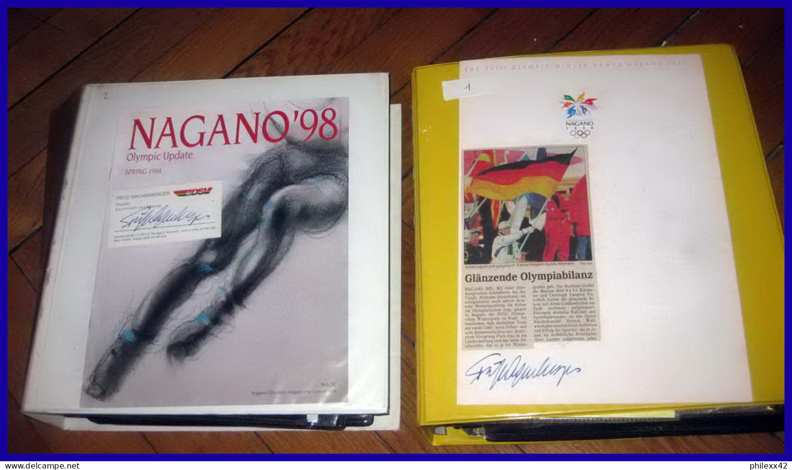 Collection Jeux Olympiques (olympic Games) Nagano 1998 Japan 2 Classeurs Lettre (cover Briefe) Signé (signed Autograph) - Hiver 1998: Nagano