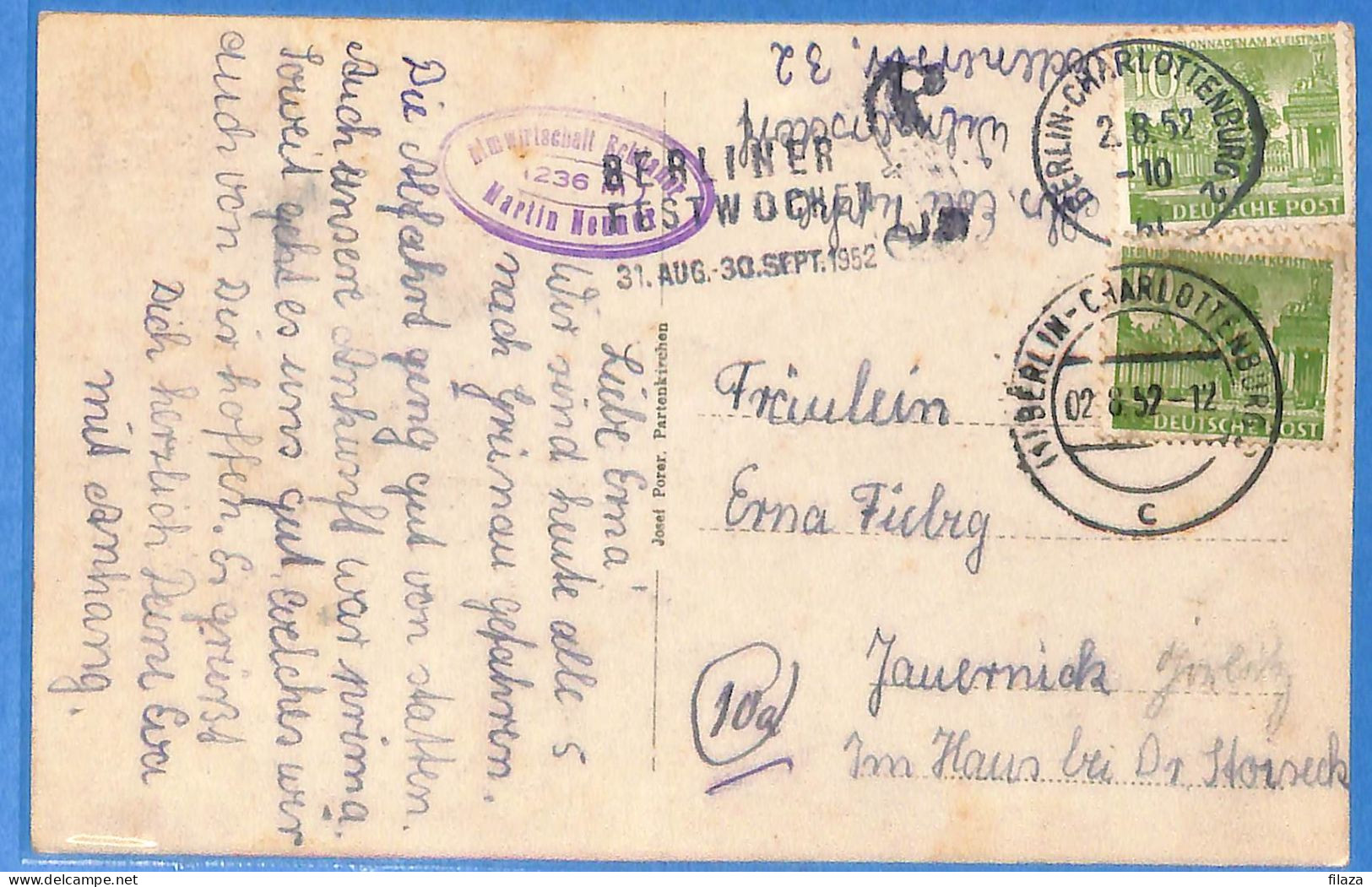 Berlin West 1952 - Carte Postale De Berlin - G28568 - Cartas & Documentos