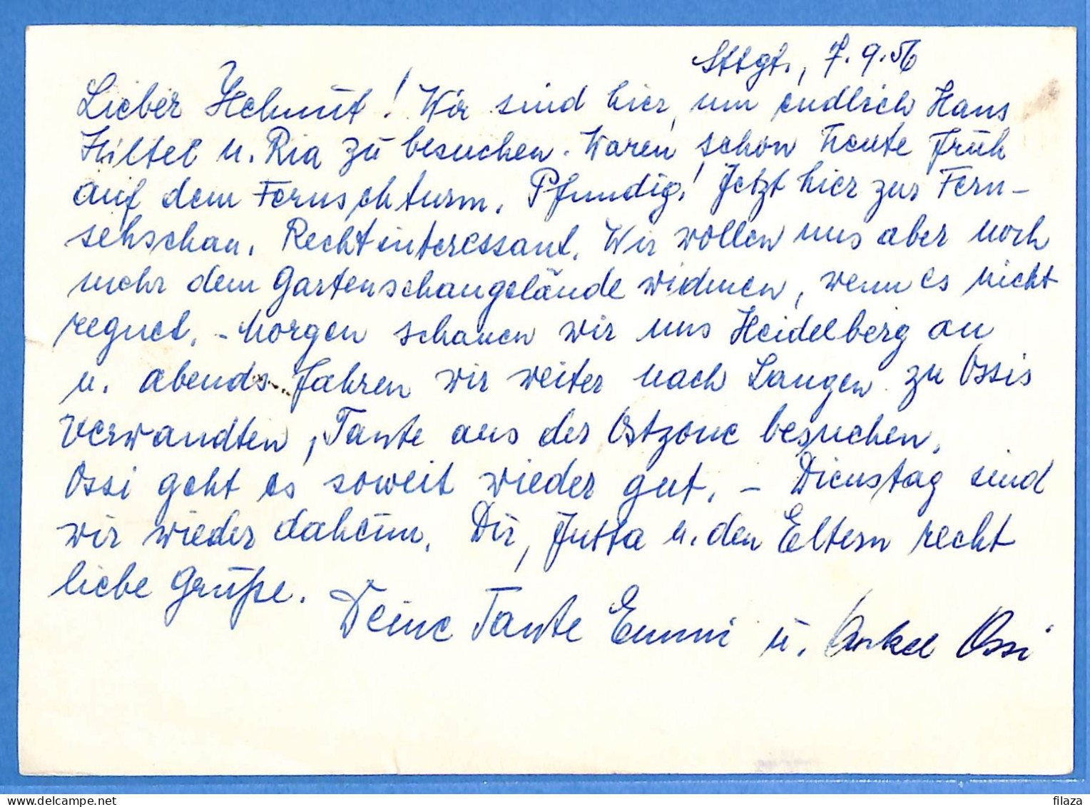 Berlin West 1956 - Carte Postale De Stuttgart - G28569 - Cartas & Documentos