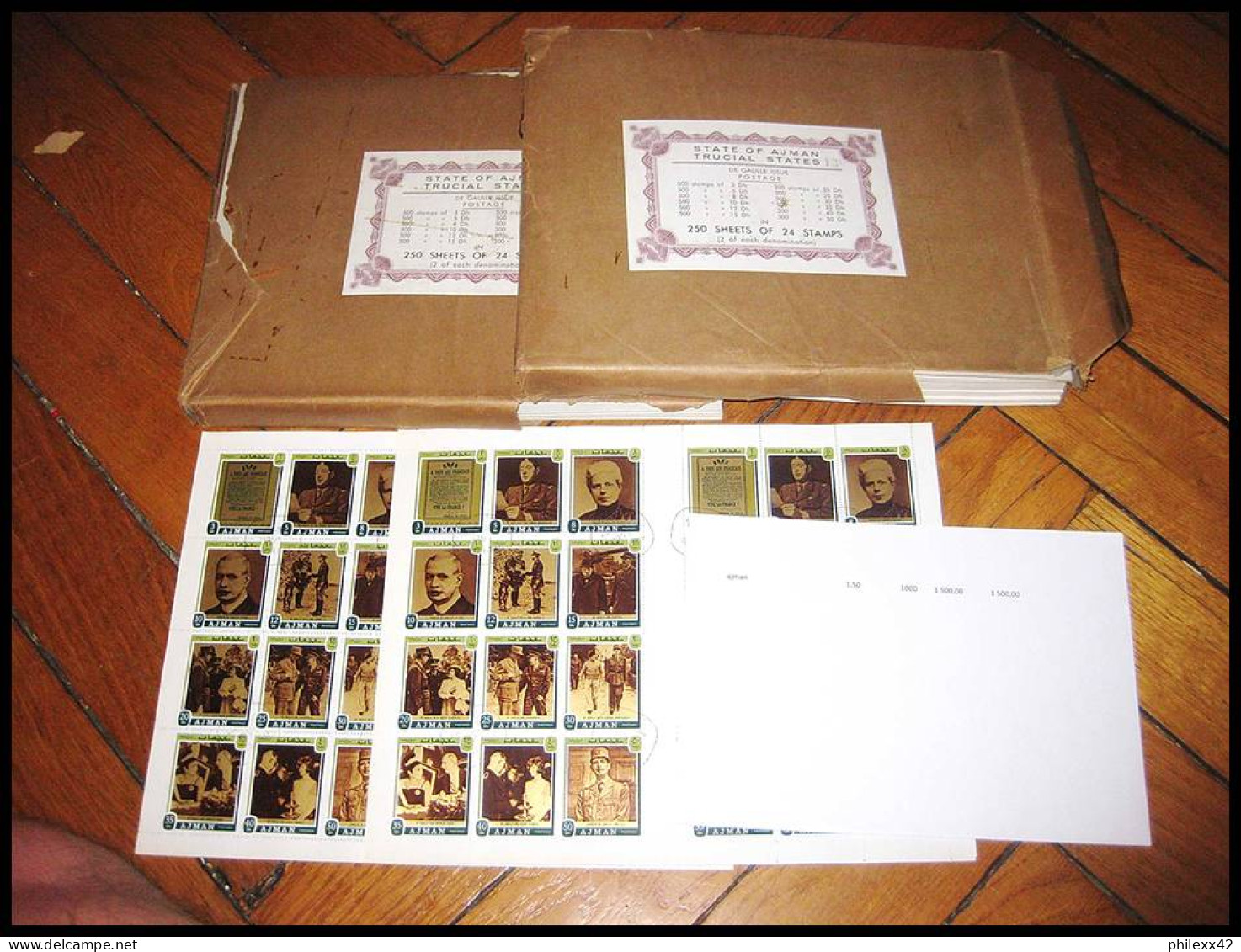 10-2 gros Cartons  timbres en feuilles + de 50 kg cote + de 56000.00 euros  voir description topics 1.5 % de la cote