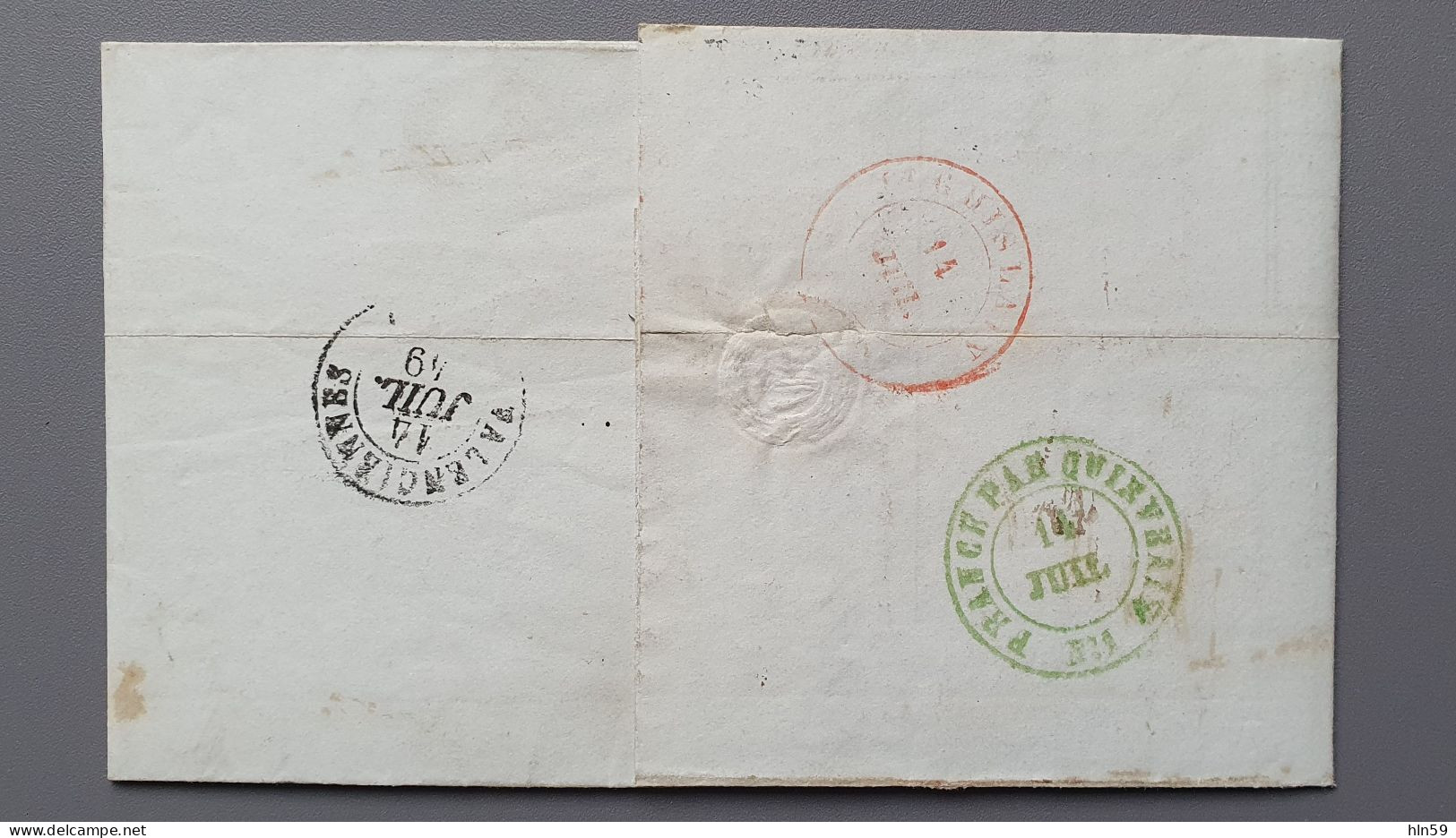 L219 LETTRE 1849 Banque Deleau CAMBRAI à Rainbeaux Poste Restante ST GHISLAIN BELGIQUE Par Valenciennes Et Quievrechain - Sin Clasificación