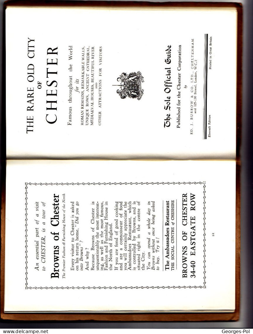 CHESTER (UK) Official Guide. 11th Edition (ca 1920, Not Dated. 122 P. 13x19 Cm. - Europe