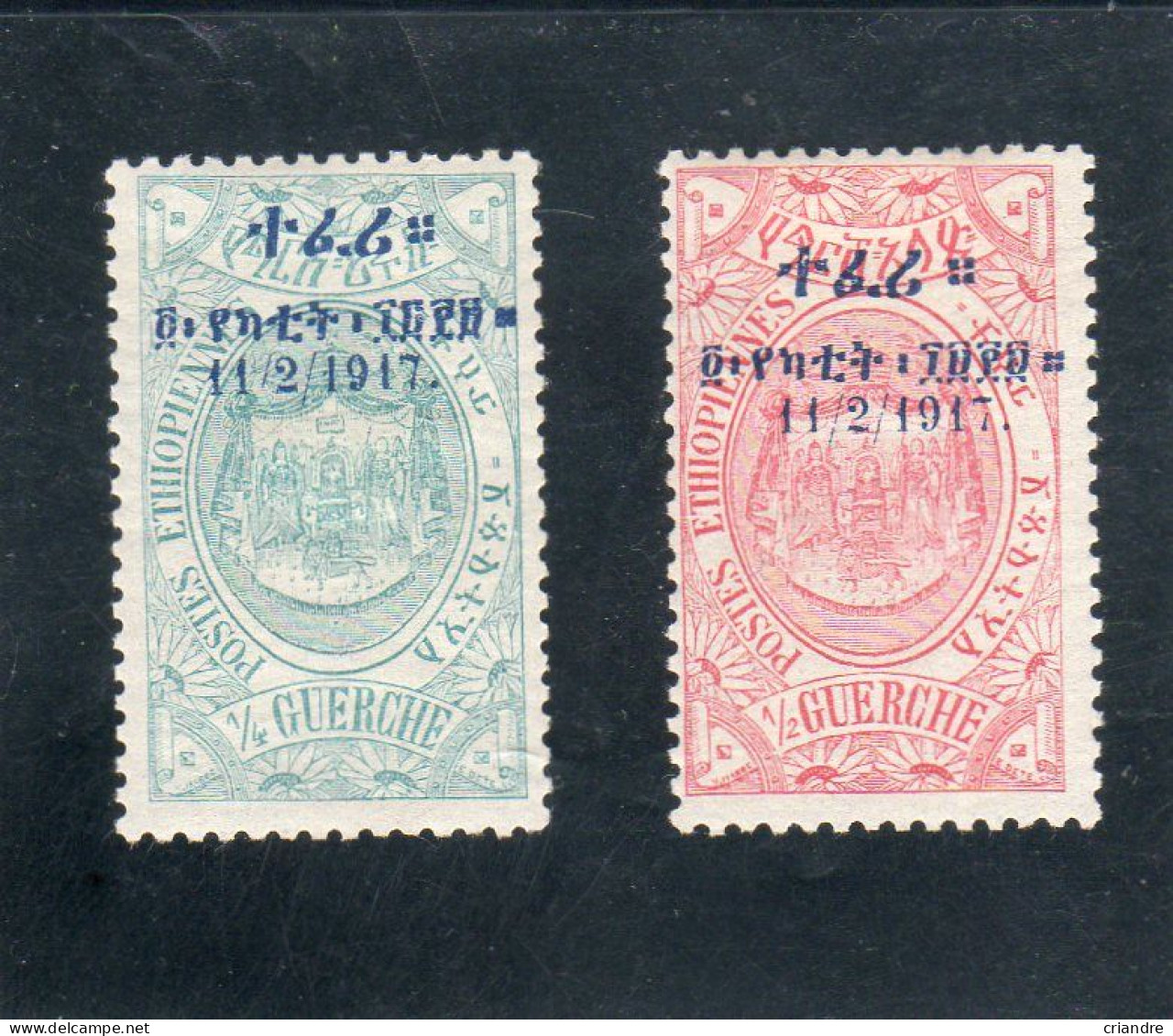 Ethiopie, Année 1917   Avec Surcharge Bleue  N° 106*,107* - Etiopia