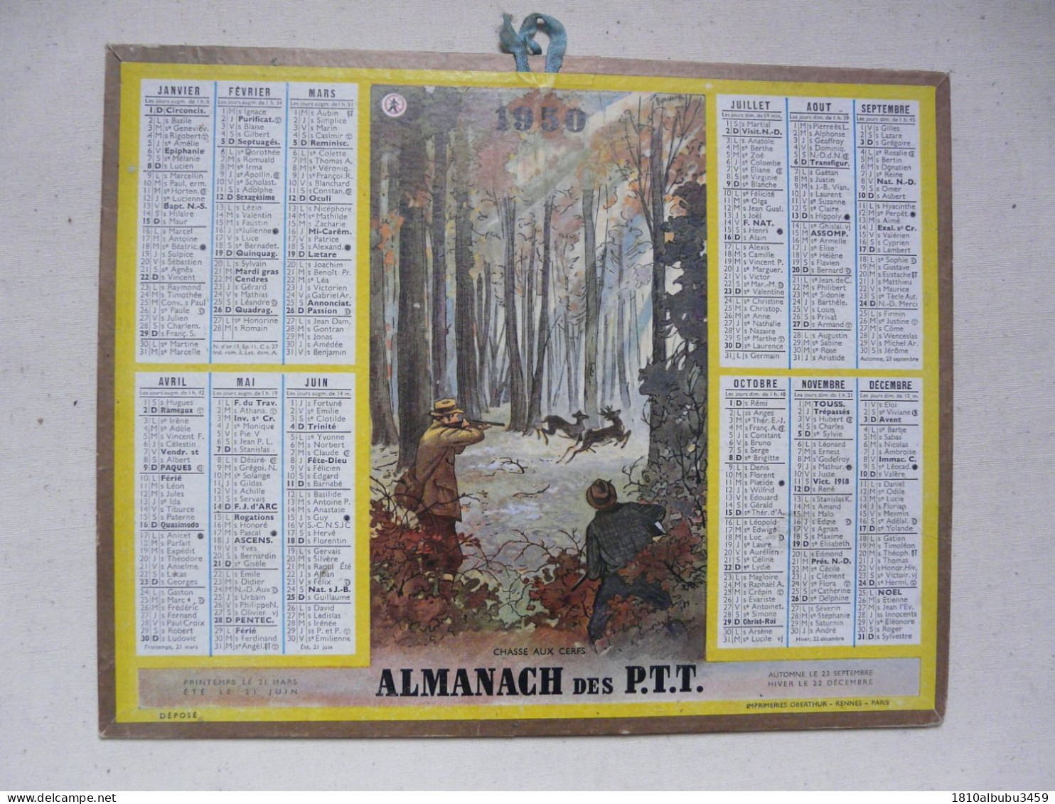 VIEUX PAPIERS - CALENDRIER 1950 - Tamaño Grande : 1941-60