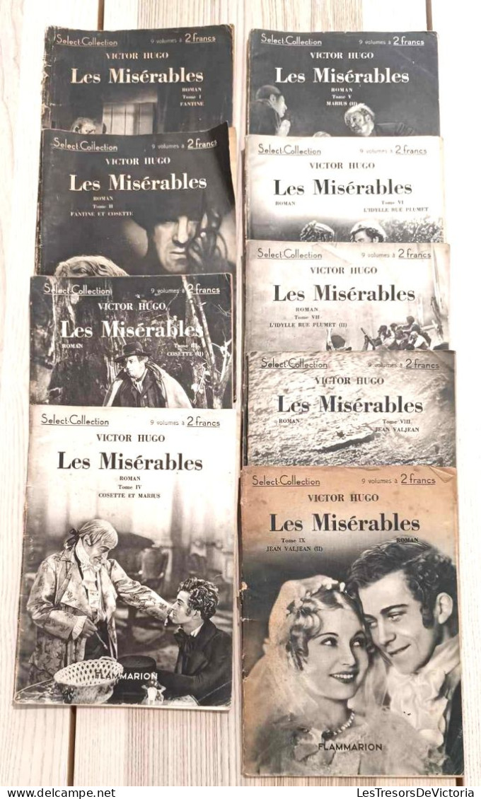 Lot De 9 Volumes Du Roman "Les Misérables" Chez Flammarion - Select Collection - Paquete De Libros