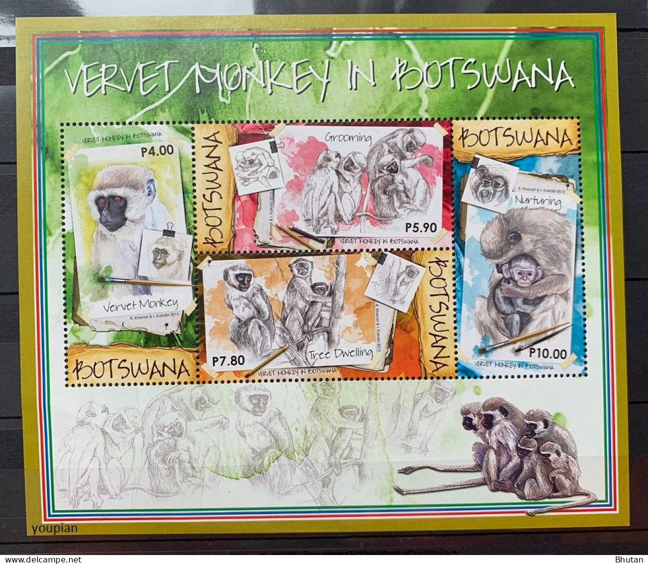 Botswana 2015, Vervet Monkey, MNH S/S - Botswana (1966-...)