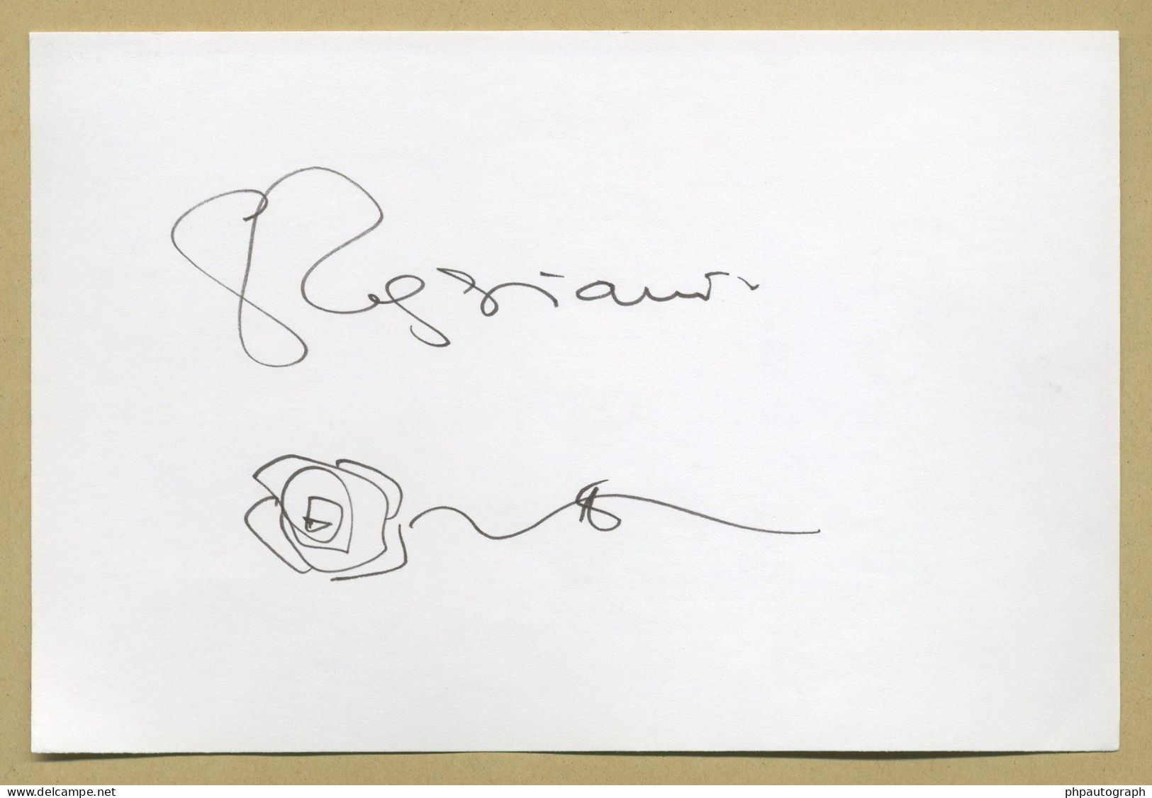 Serge Reggiani (1922-2004) - Jolie Carte Signée + Dessin + Photo - 90s - Chanteurs & Musiciens