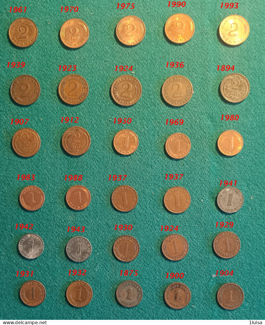 GERMANIA 30 Monete Originali Differenti Per Data - Verzamelingen