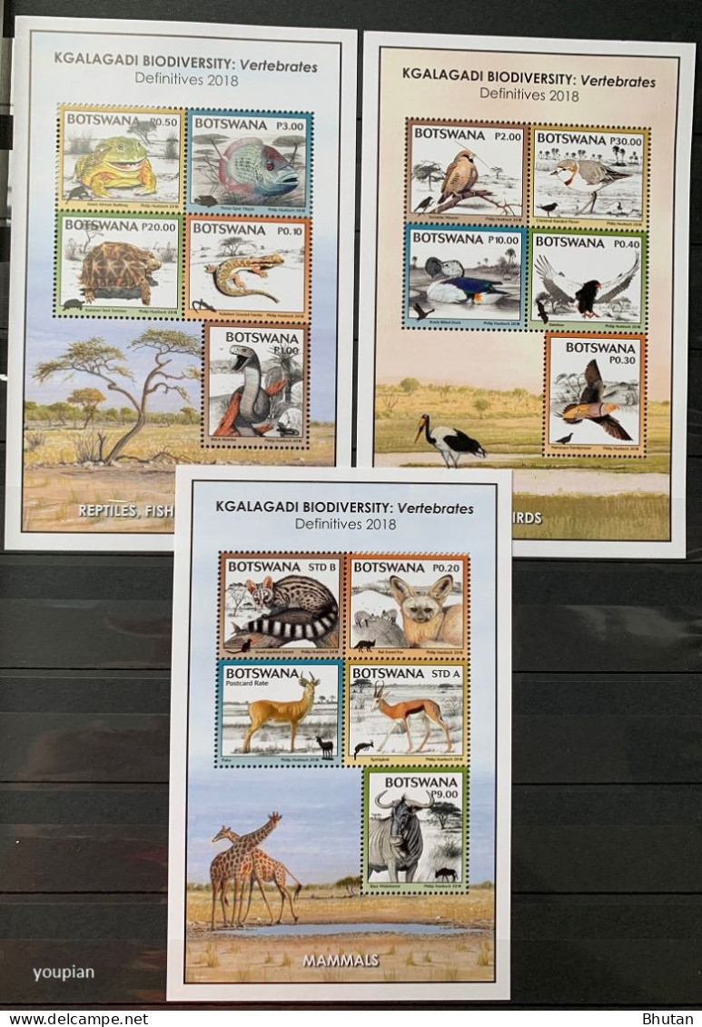 Botswana 2018, Kgalagadi Biodiversity, Three MNH S/S - Botswana (1966-...)