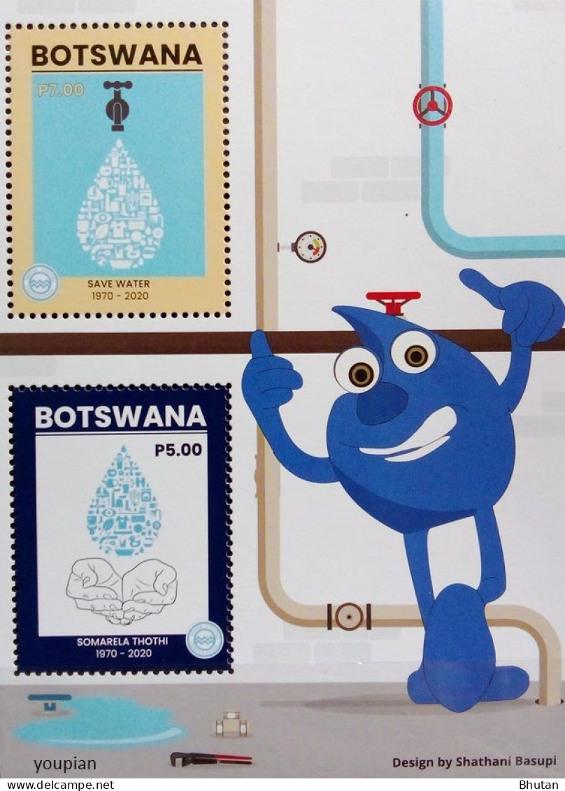 Botswana 2020, 50th Anniversary Of Water Utilities, MNH S/S - Botswana (1966-...)