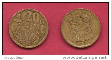 SOUTH AFRICA, 2007, 2 Off Nicely Used Coins 20 Cent C2103 - South Africa