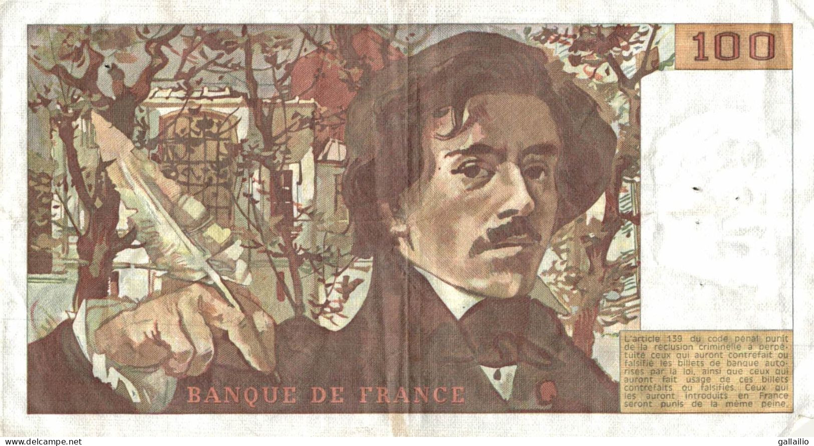 BILLET 100 FRANCS DELACROIX DE 1984 P.83 - 100 F 1978-1995 ''Delacroix''