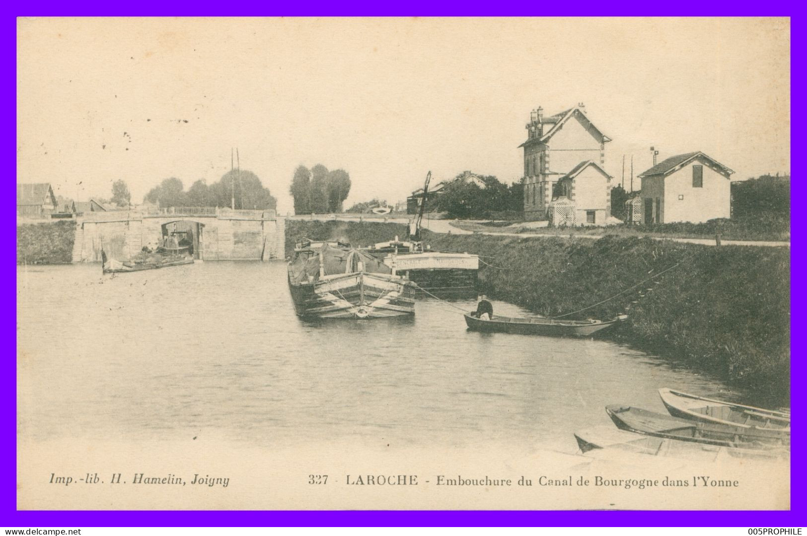 * LAROCHE - Embouchure Du Canal De Bourgogne Dans L'Yonne - Péniches Péniche - Animée - 337 - Edit. HAMELIN - 1915 - Laroche Saint Cydroine