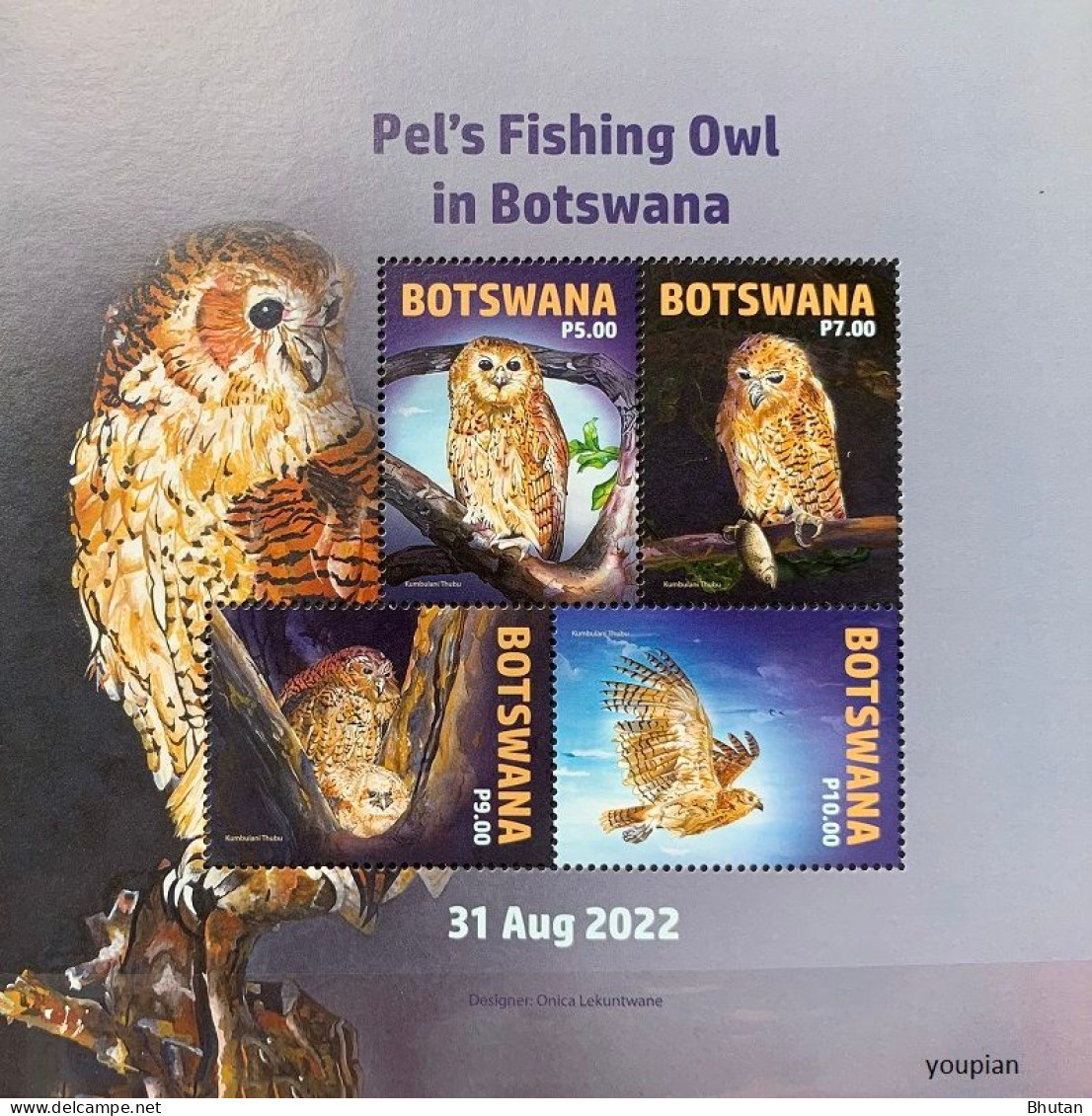 Botswana 2022, Pel's Fishing Owl In Botswana, MNH S/S - Botswana (1966-...)