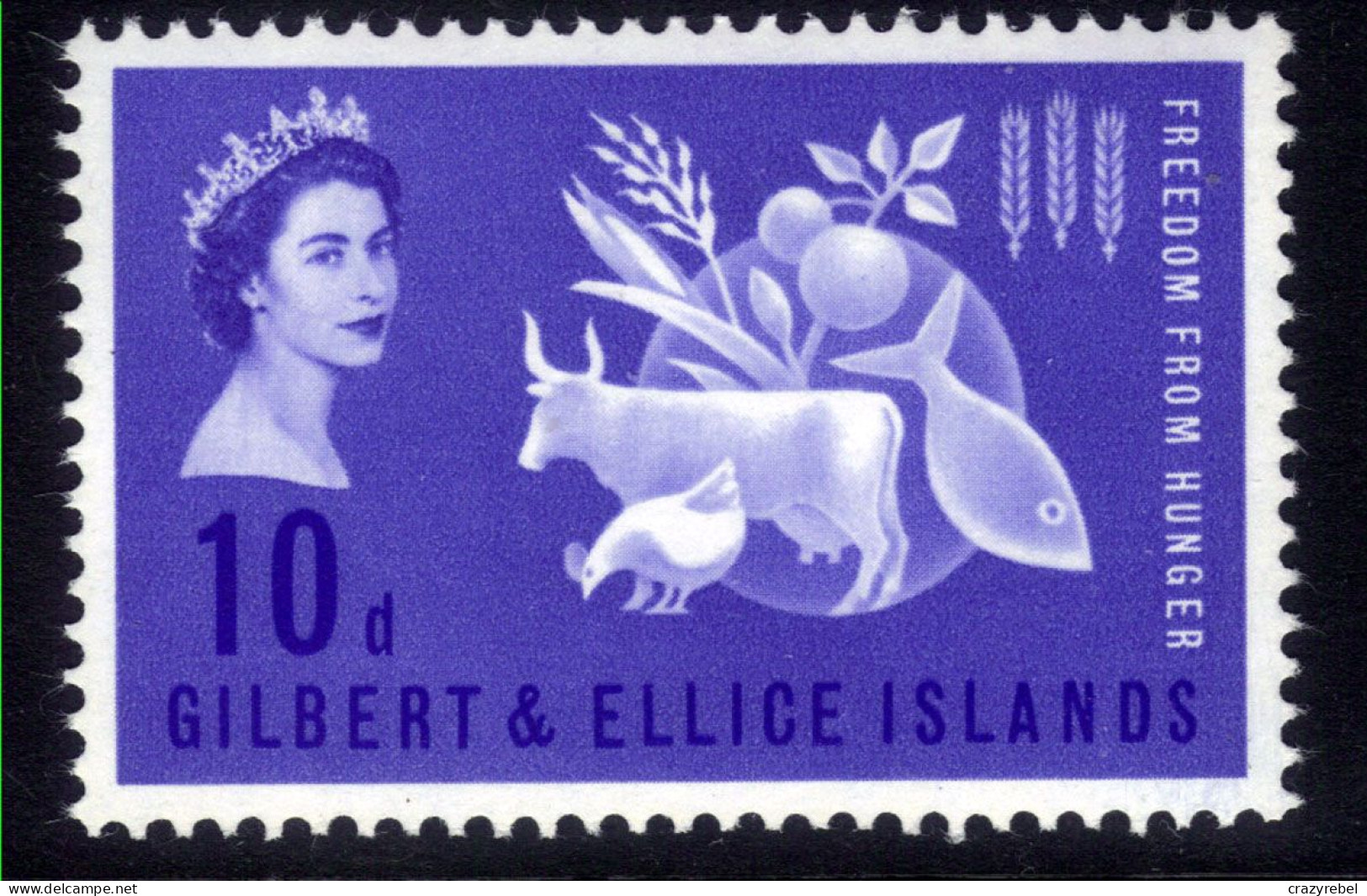 Gilbert & Ellice Isl 1963 QE2 10d Blue Freedom From Hunger Umm SG 79 ( L328  ) - Islas Gilbert Y Ellice (...-1979)