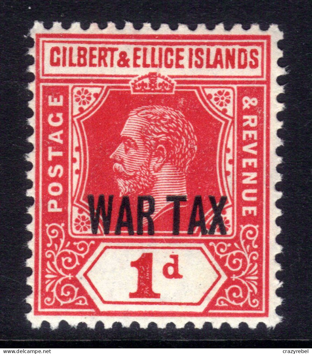 Gilbert & Ellice Isl 1918 KGV 1d Red Umm Ovpt WAR TAX SG 26 ( C643 ) - Îles Gilbert Et Ellice (...-1979)