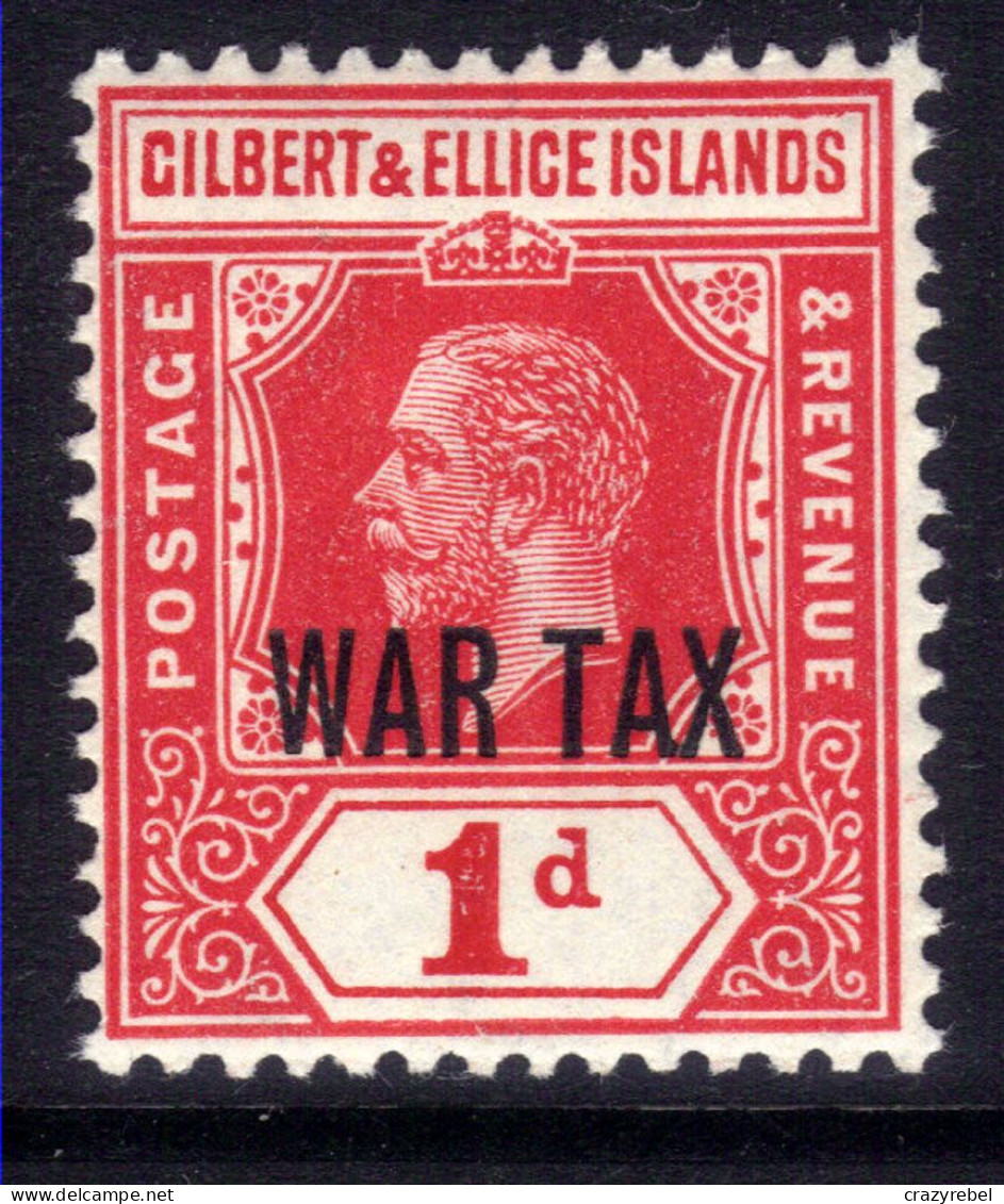 Gilbert & Ellice Isl 1918 KGV 1d Red Umm Ovpt WAR TAX SG 26 ( C650 ) - Gilbert- Und Ellice-Inseln (...-1979)