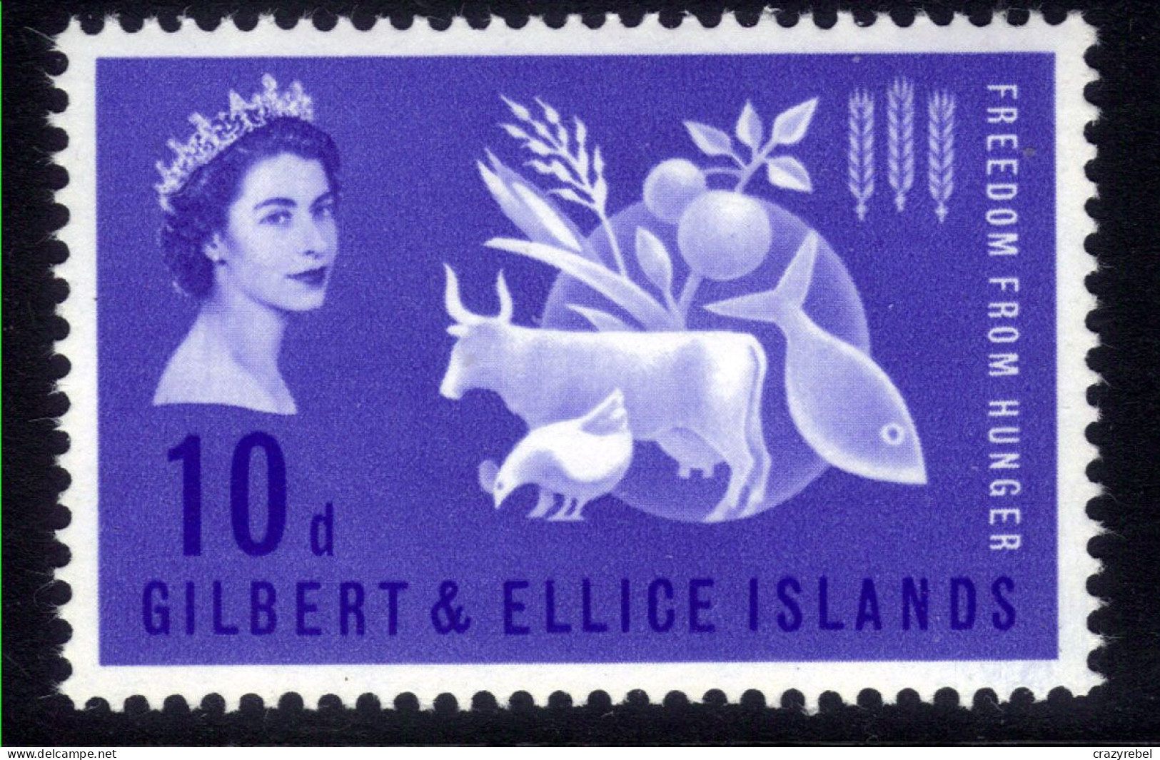 Gilbert & Ellice Isl 1963 QE2 10d Blue Freedom From Hunger Umm SG 79 ( C114 ) - Isole Gilbert Ed Ellice (...-1979)