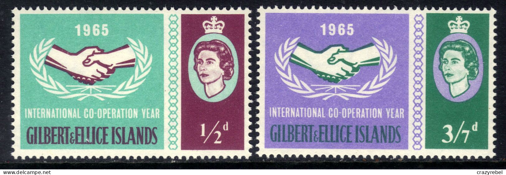 Gilbert & Ellice 1965 QE2 Set Intl Cooperation Year Umm SG 104 - 105 ( H1481 ) - Isole Gilbert Ed Ellice (...-1979)