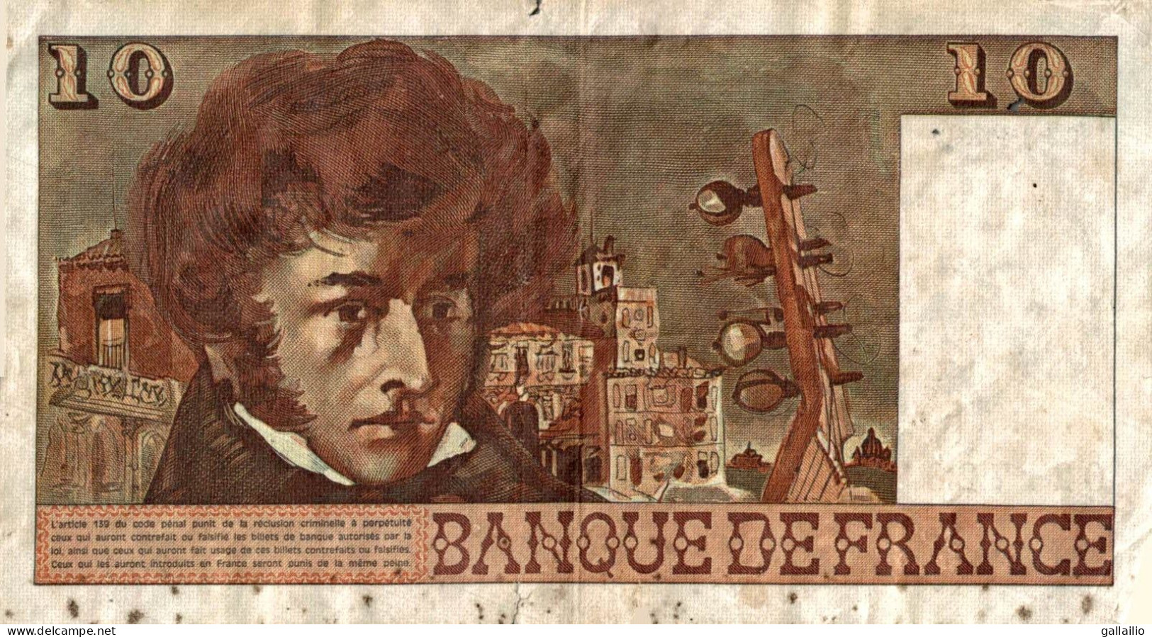 BILLET 10 FRANCS BERLIOZ DE 1978 - 10 F 1972-1978 ''Berlioz''