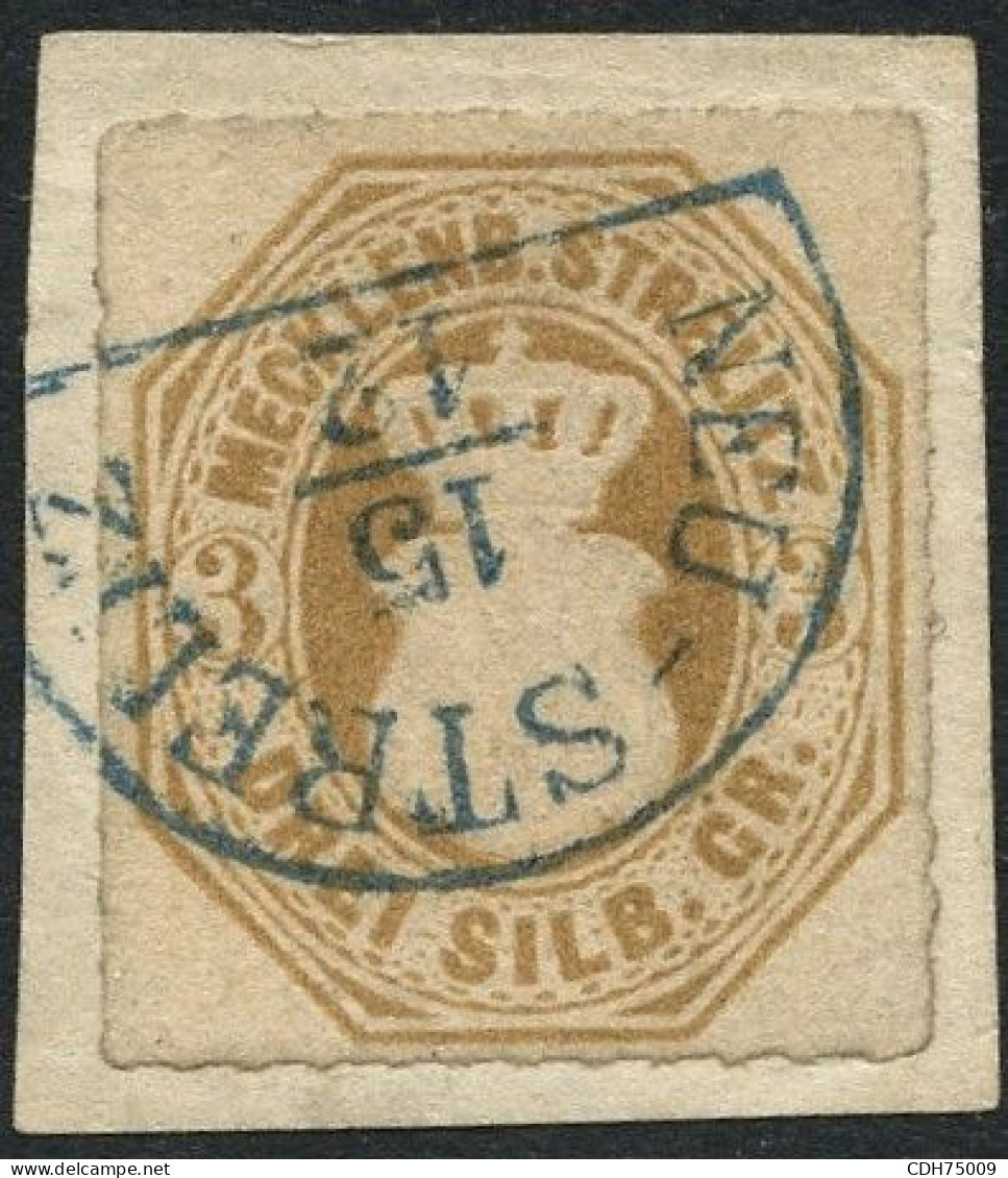 ALLEMAGNE - YV. N°6   3 SILB  BISTRE - OBLITERE - CERTIFICAT BALASSE - Mecklenburg-Strelitz