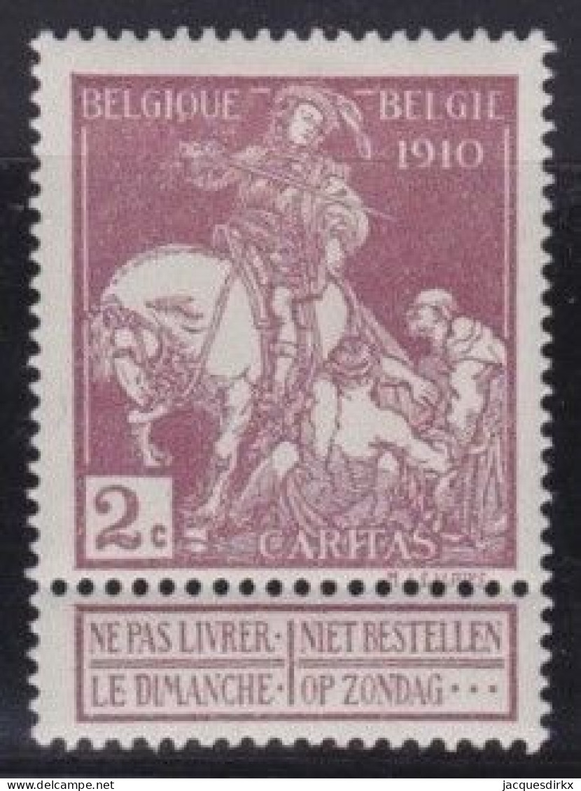 Belgie  .   OBP   .    89   .  *   .  Ongebruikt Met Gom    .   /   .   Neuf Avec Gomme - 1910-1911 Caritas