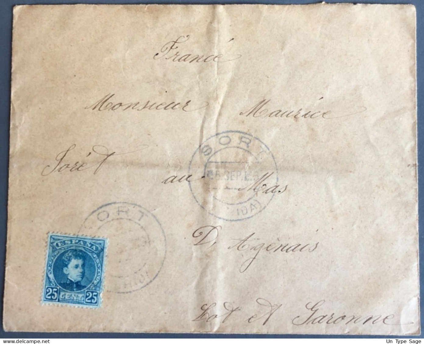 Espagne, Divers Sur Enveloppe De SORT 5.9.1906 Pour La France - (B2122) - Covers & Documents