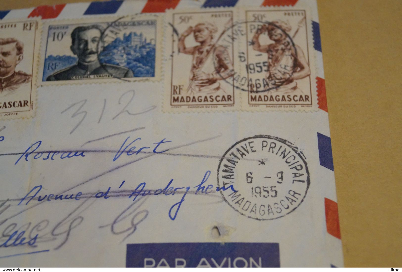 Bel Envoi De Madagascar En Belgique De 1955,avec 5 Timbres , Belles Oblitérations,pour Collection - Brieven En Documenten