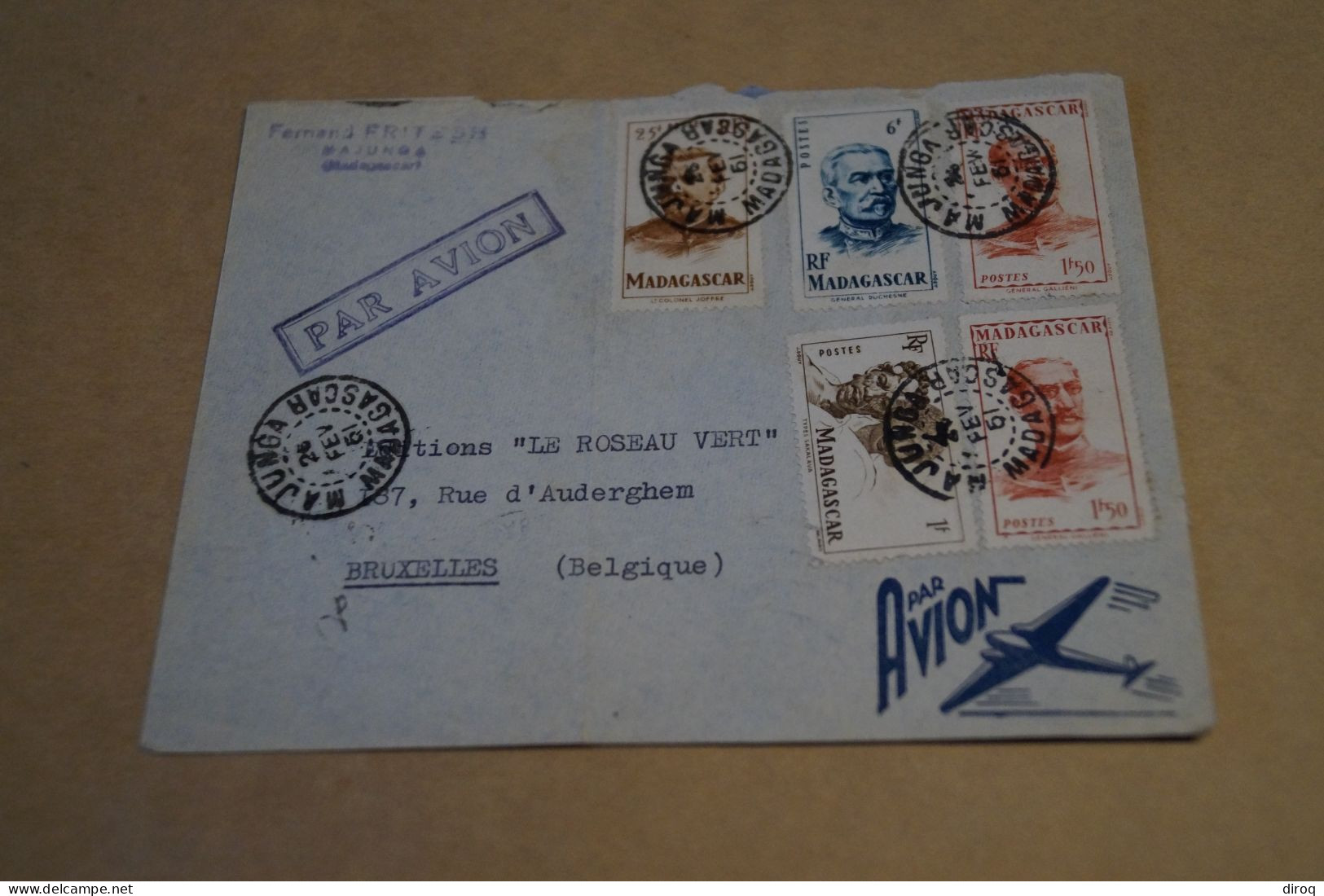 Bel Envoi De Madagascar En Belgique De 1951,avec 5 Timbres , Belles Oblitérations,pour Collection - Covers & Documents