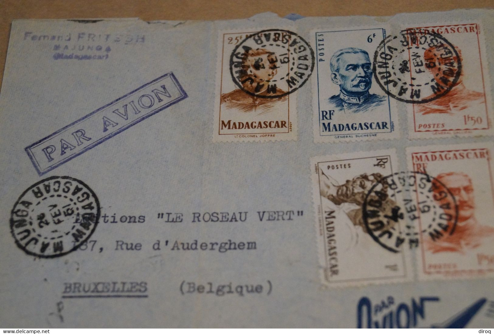 Bel Envoi De Madagascar En Belgique De 1951,avec 5 Timbres , Belles Oblitérations,pour Collection - Covers & Documents