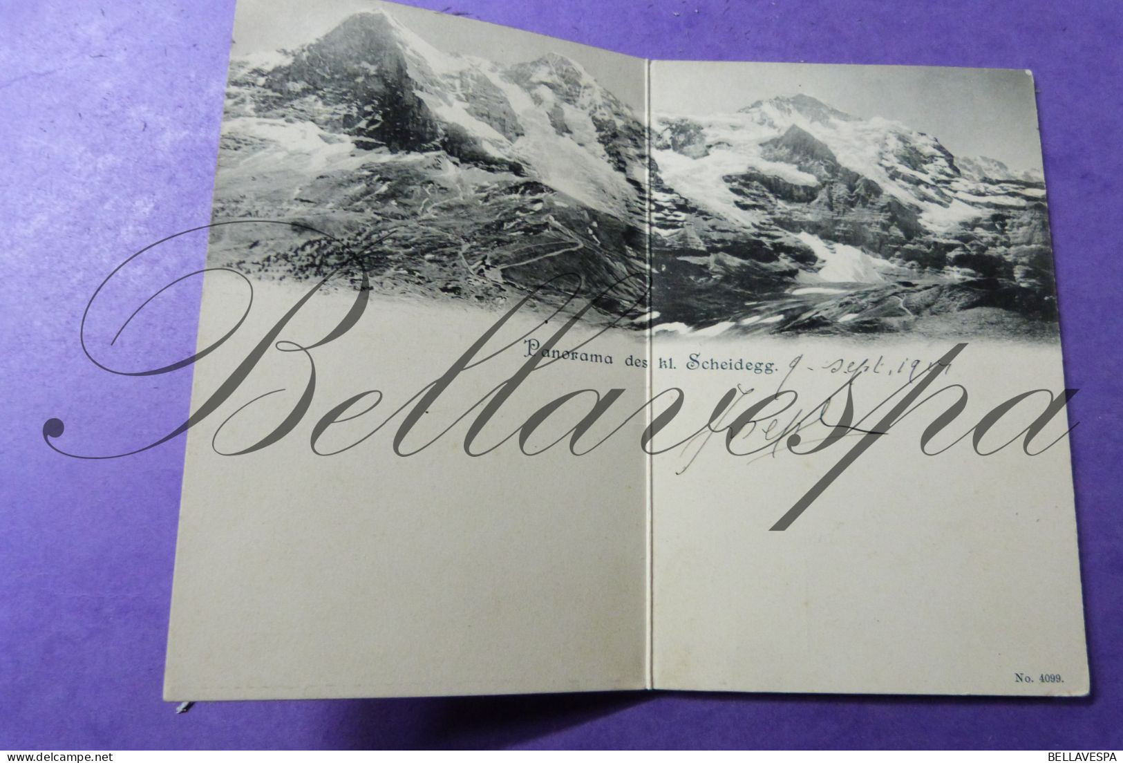 Panorama Des Kl. Scheidegg 1904 Carte Stereo N° 4099 Montagne  Wenger Alp - Alpinisme