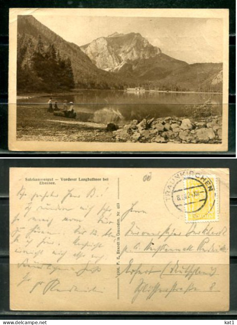 K20323)Ansichtskarte: Ebensee, Vorderer Langbathsee, Gelaufen 1924 - Ebensee