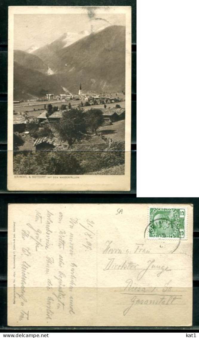 K20335)Ansichtskarte: Krimml + Notdorf, Panorama, Gelaufen 1909 - Krimml