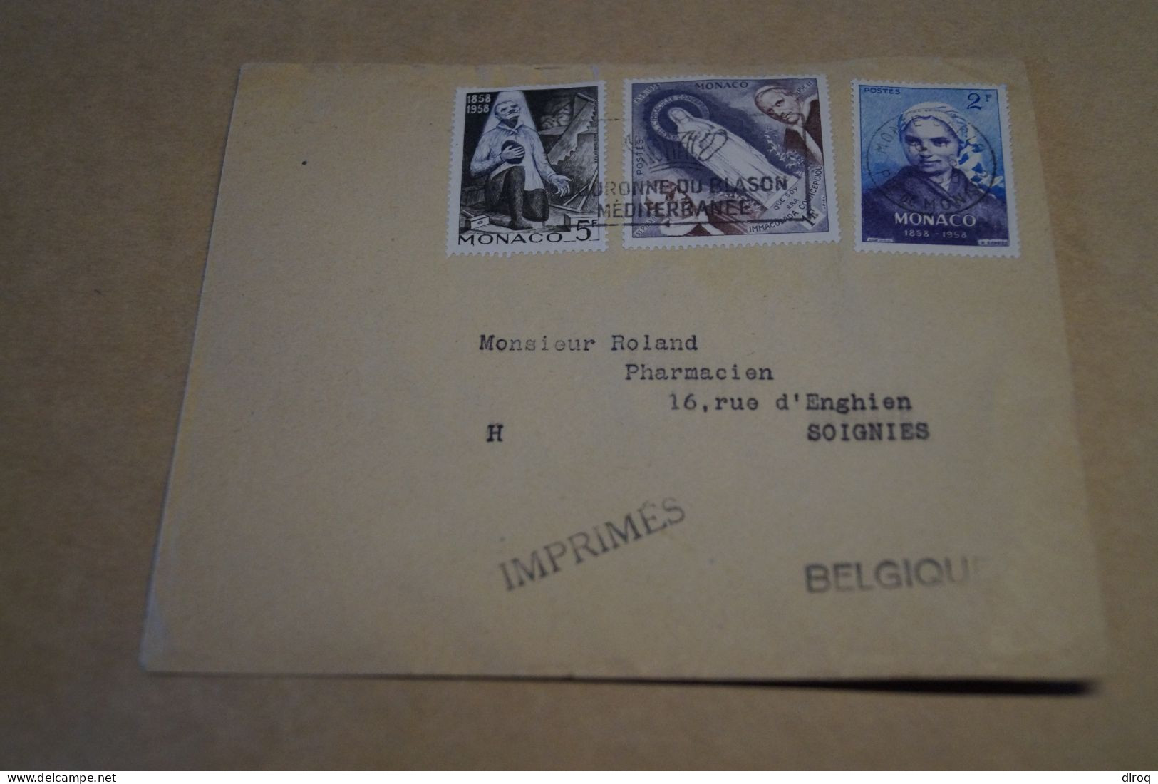 Bel Envoi De Monaco En Belgique,1958,avec 3 Timbres, Belles Oblitérations,pour Collection - Cartas & Documentos