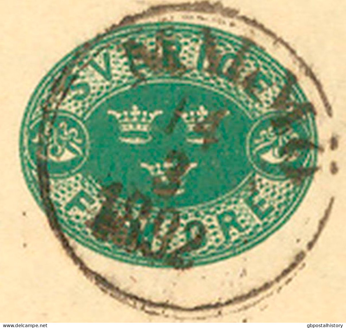 SCHWEDEN 1892 "MALMÖ" K1 U "GÖTEBORG 2 TUR." K2 Klar A. 5 (FEM) Öre Grün GA-Postkarte, Kab.    SWEDEN VILLAGE POSTMARKS - 1885-1911 Oscar II