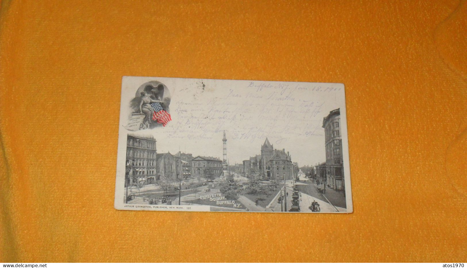 CARTE POSTALE ANCIENNE CIRCULEE DE 1911../ LAFAYETTE SQUARE BUFFALO N.Y...ARTHUR LIVINGSTON..CACHETS + TIMBRE - Buffalo