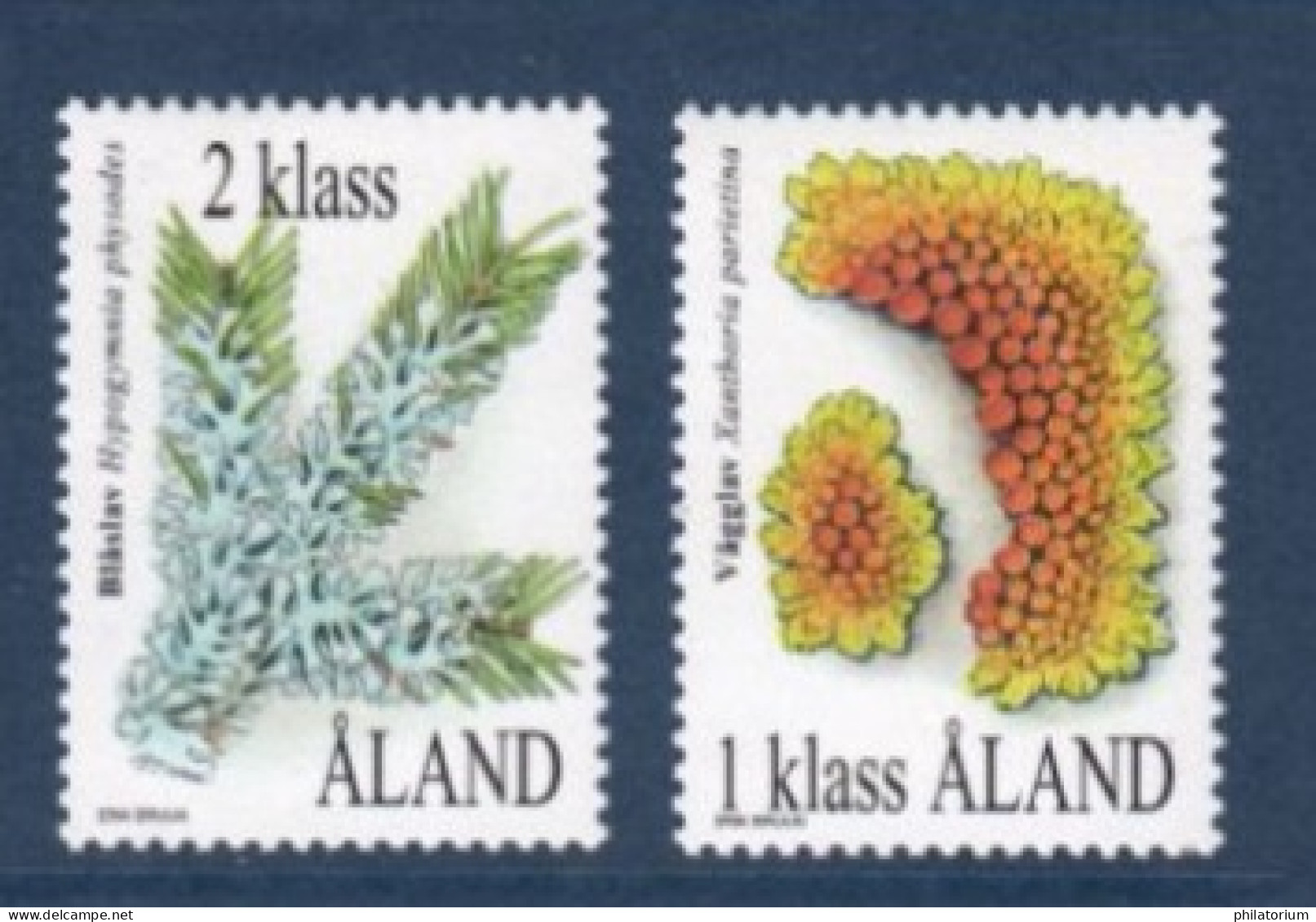 Aland, **, Yv 160, 161, Mi 159, 160, SG 155, 156, Lichen (Hypogymnia Physodes), Lichen Orange (Xanthoria Parietina) - Ålandinseln