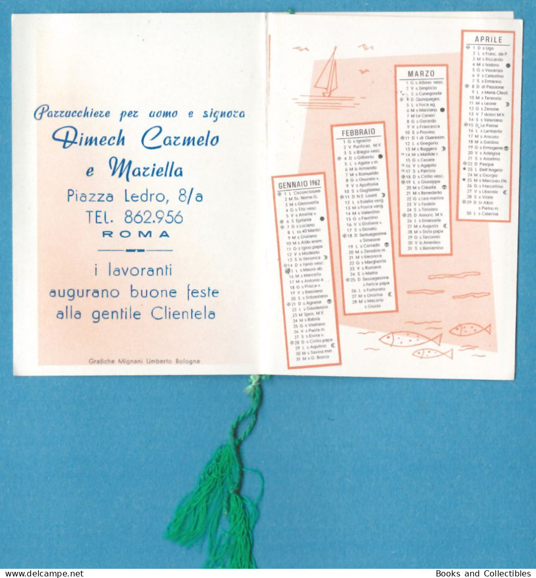 H-0700 * Calendario 1962 6,2 X 8,9 Cm "AL MARE" Parrucchiere Dimech Carmelo Mariella, Roma, Pin-up Girls Ragazze Bikini - Petit Format : 1961-70
