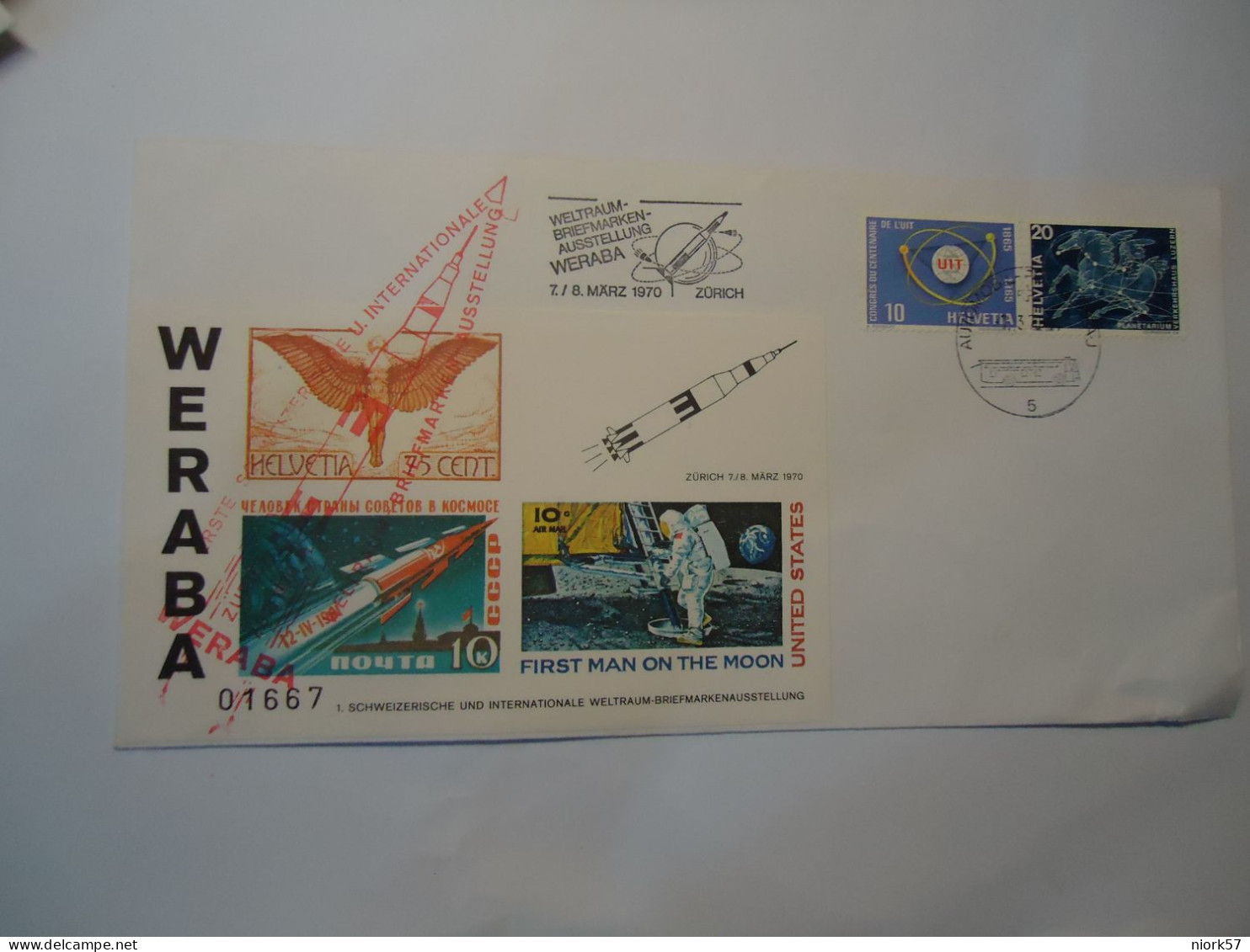 SWITZERLAND  COVER  WERABA   1970  WITH  SHEET  VIGNETTES  SPACE RUSSIA USA STAMPS - Autres & Non Classés