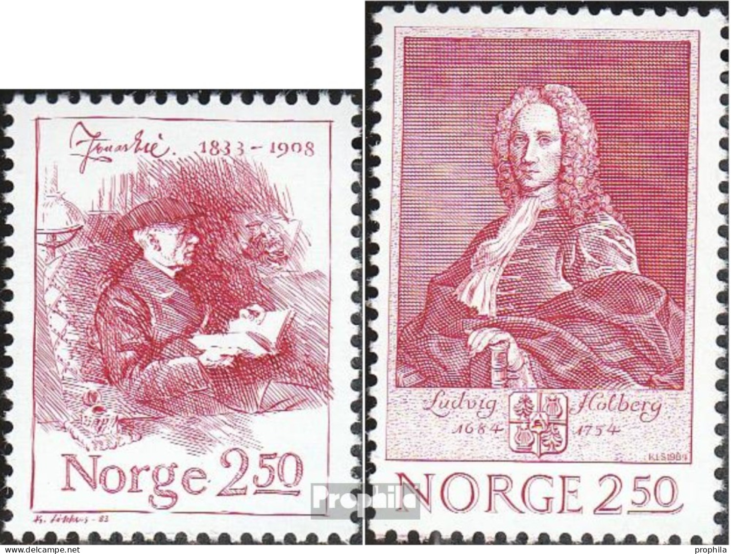 Norwegen 890,910 (kompl.Ausg.) Postfrisch 1983/84 Jonas Lie, Ludvig Holberg - Nuevos